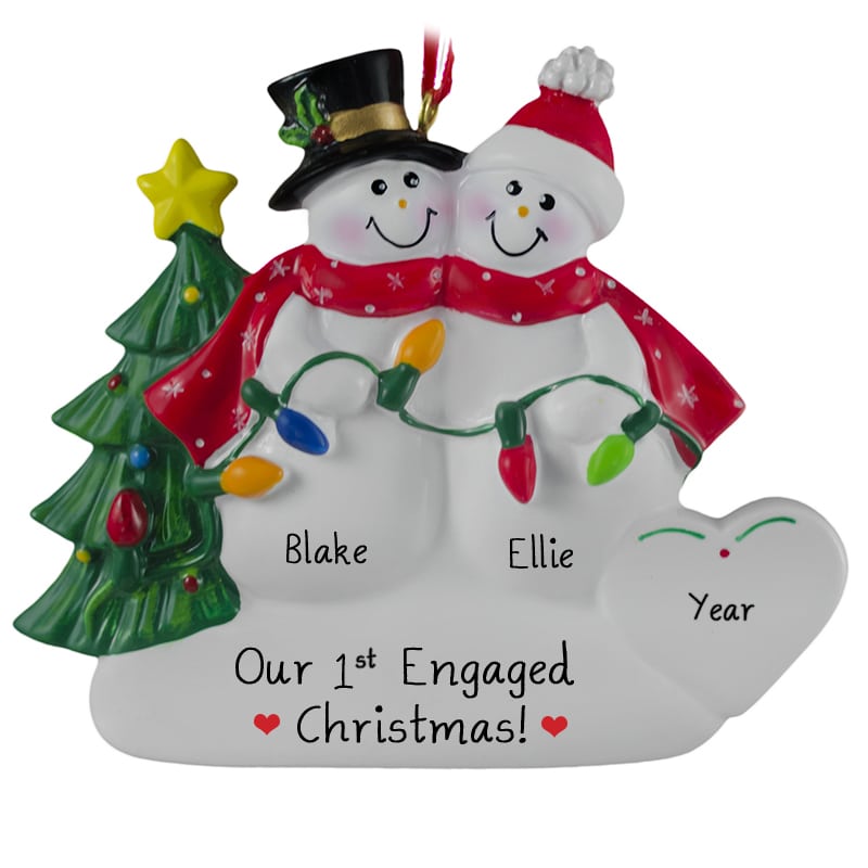 engaged couple ornament personalized